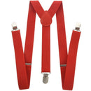 Lady Woman Adjustable Metal Clamp Elastic Suspenders Braces - Red L7J5