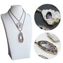 Natural Druzy Agate Slices Crystal Quartz Agate Amethyst Chakra Pendant Necklace