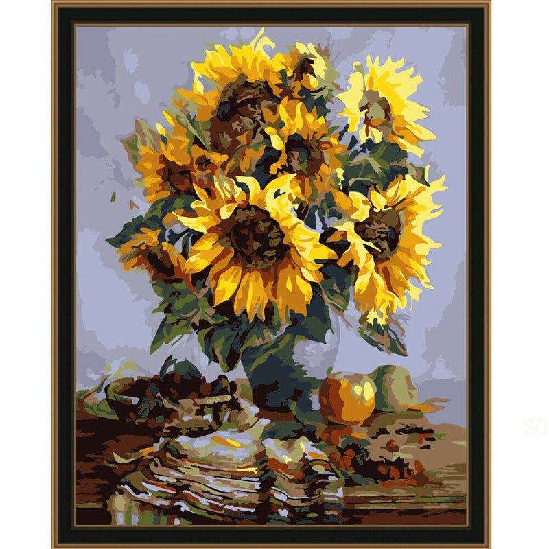 Sun Flower 40x30cm DIY Paint By Numbers Oil Painting Kit Canvas