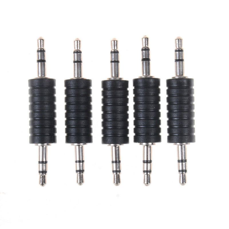 5X 3.5mm stereo male to male jack audio plug connector coupler adapter joiner JR