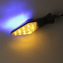 12LED Amber+Blue Motorcycle Turn Signal Indicator Light Blinker Universal JR BX