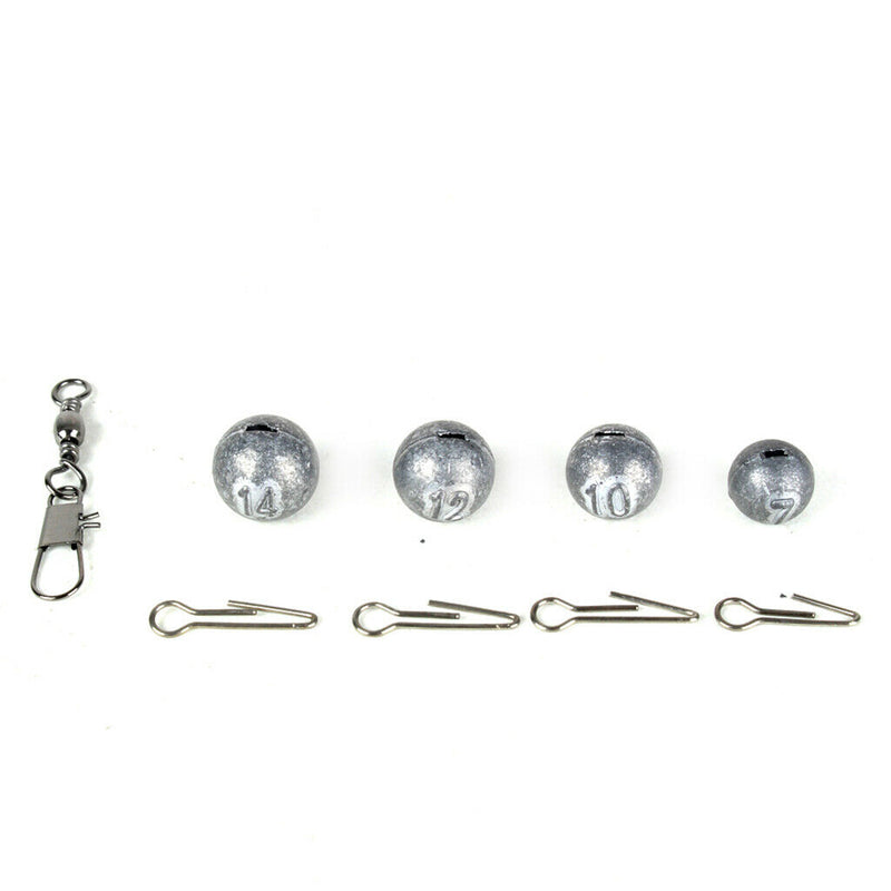 Fishing Weights Sinkers Kit 4 Sizes Cannonball Quick Insert With Tackle Box