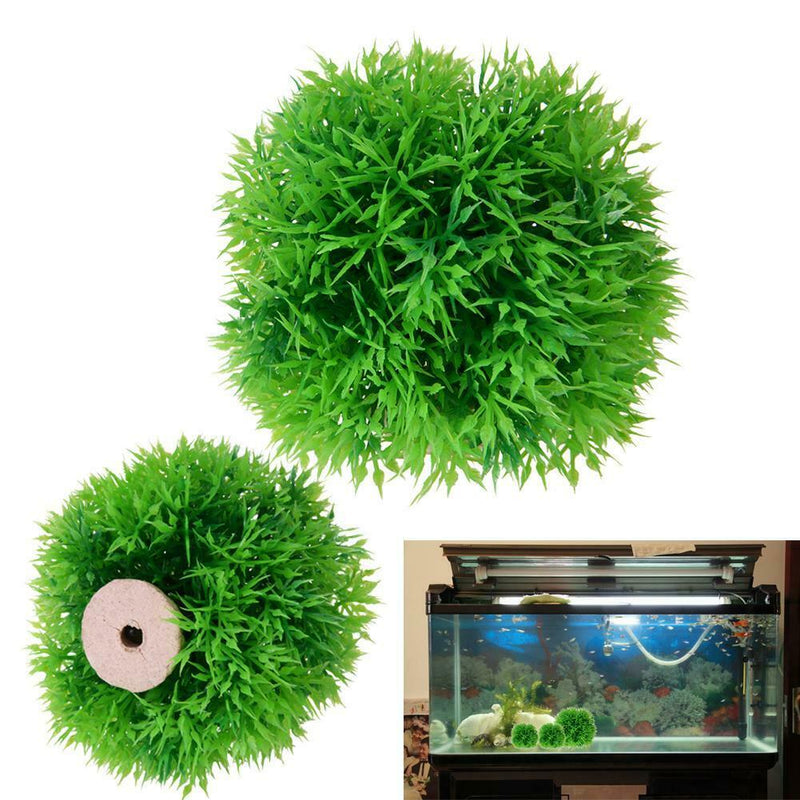 Aquarium Artificial Water Plant Grass Ball Ornament Landscape Decor(Green) A