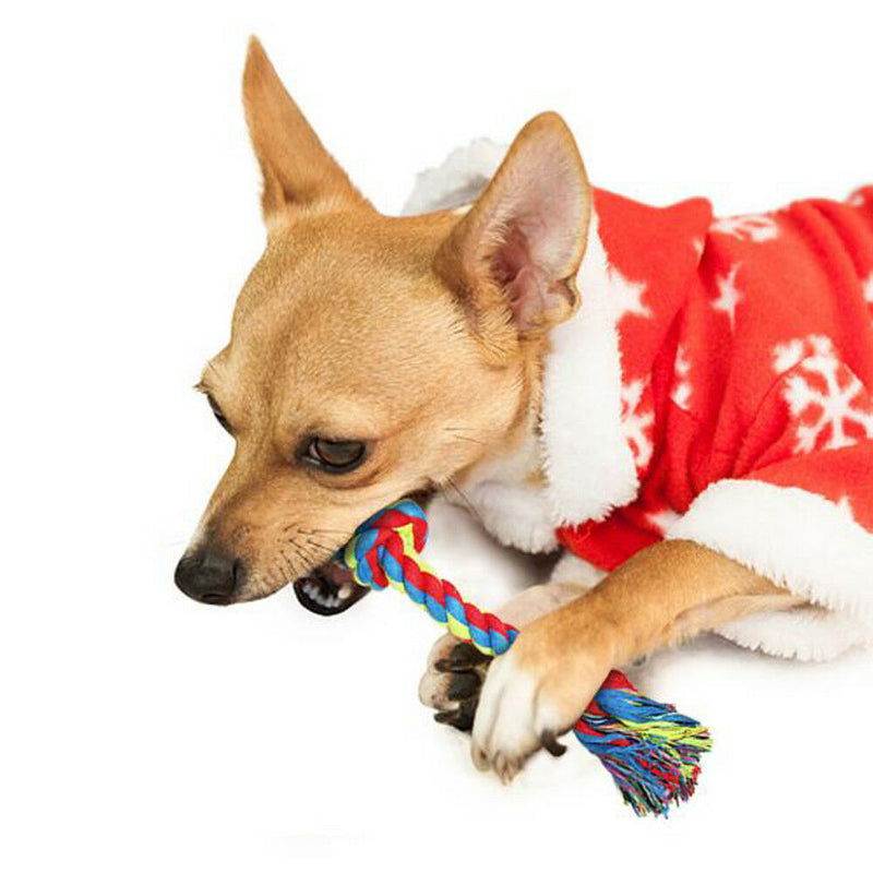 Cotton Rope Dog Toys Bite Resistant Double Knot Pet Dog Chew Toys Teeth Cleaning