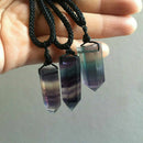 Colour Healing Stone Reiki Pendant Necklace Crystal Quartz Natural Fluorite Wand