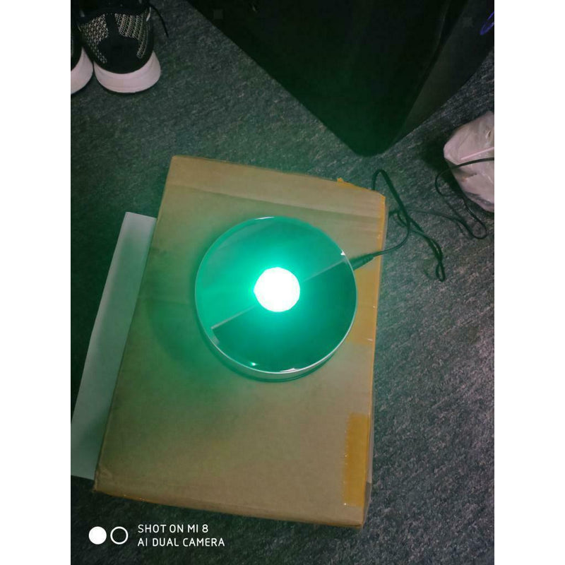 Crystal 4.72 Inch Rotating LED Light Display Base with USB Adaptor, White