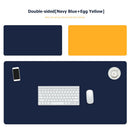 Double-Sided Large Mouse Pad Waterproof Leather Keyboard Mat (Blue+Yellow)