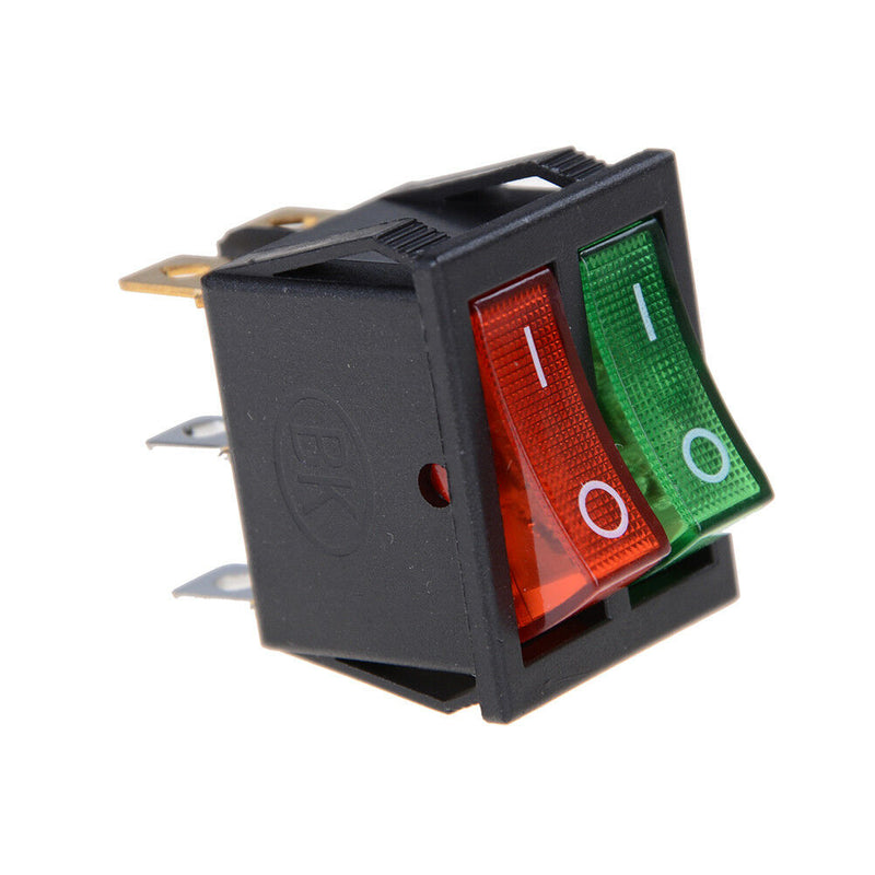 Red Green Light 6Pins Double SPST On/Off Boat Switch 16A 250V AC 20A 125V AC Px