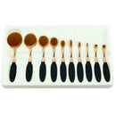 10pcs/Set Pro Toothbrush Shape Oval Makeup Brush Foundation Powder Pens Kit