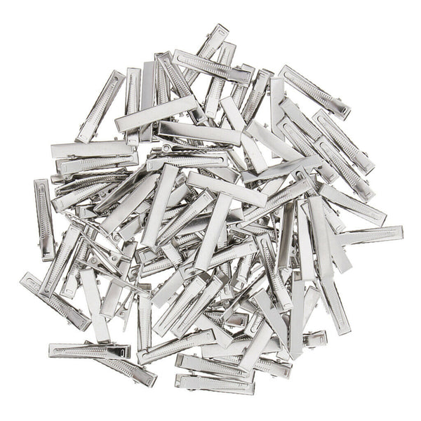 300x Single Prong 6x55mm Iron Alligator Hair Clips Flat Top with Teeth