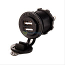 12V Dual USB Port Motorcycle Car Cigarette Lighter Socket Charger