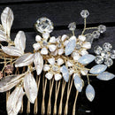 Women Hairpin Hair Comb Clip Floral Head Piece Crystal Flower Bride Hair Pi W9X8