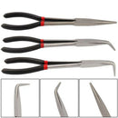 3X 11 inch EXTRA LONG NOSE PLIERS SET STRAIGHT & BENT TIP MECHANIC GRIP HAND  YE