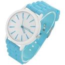 Ladies Watch Classic Gel Silicone Jelly watch (Light Blue + White Face)