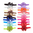 Elastic Baby Girls Dot Printed Bowknot Headband Hair Accessories(20Pcs)