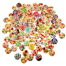 100x Wood Buttons Mixed Patterned For Sew On DIY