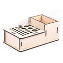 Wooden Storage Box Studio Modeling Tools Paint Brushes Holder Rack Display