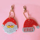 5pcs Santa Claus Hat DIY 5D Diamond Painting Keychain Key Ring Double Sided