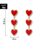 Elegant Red Love Heart Dangles Earrings Pendant Sweet Ear Drop for Women Jewelry