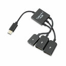 USB 3.1 Type C Male to 2 Dual USB A 2.0 Female + Micro-USB Female 3 in 1 OT G6I5