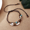 Boho Natural Sea Shell Stone Anklets For Women Wood Bead Seashell Ankle Bra T3Q4