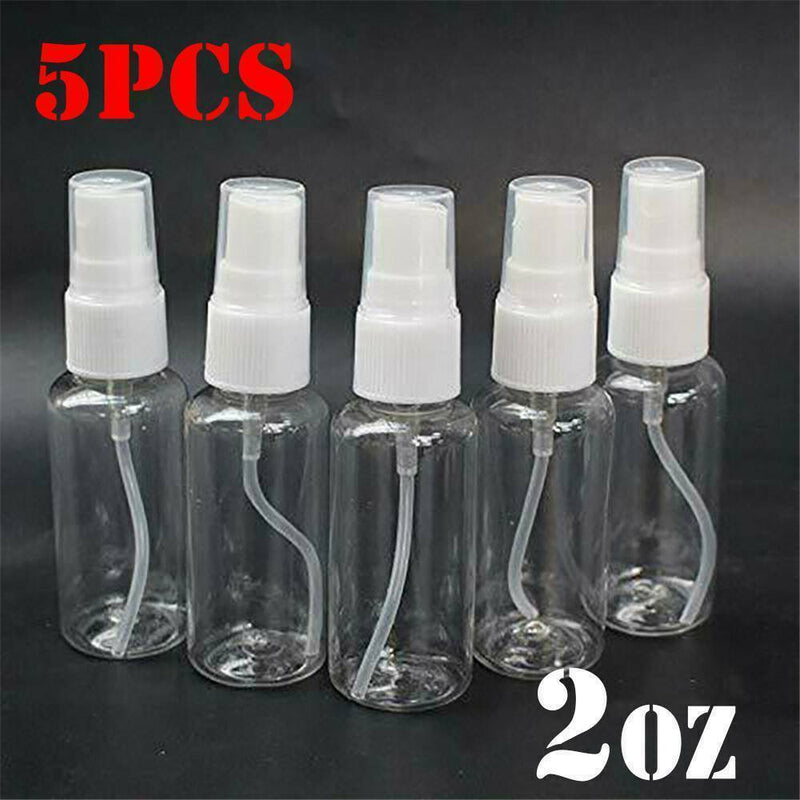 5Pcs 60ml Travel Transparent Plastic Cosmetics Sprayer Empty Spray Bottles Set