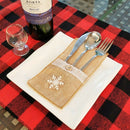 5 Pcs Set Christmas Burlap Lace Cutlery Pouch Rustic Wedding Tableware Knif