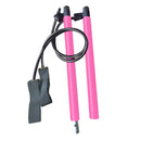 Gym Portable Pilates Bar Stick with Resistance Band for Home Sports (Pink) A