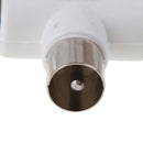 2pc 2 Way TV T Splitter Aerial Coaxial Cable Male to 2 Female Connectors Ada Ew