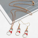 2pcs/set Christmas Snowman Dangles Earrings Pendant Necklace Women Jewelry