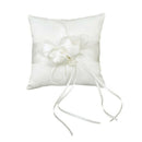 Lovely Ivory Bud Flower Wedding Ring Pillow 6 inch x 6 inch D9J2