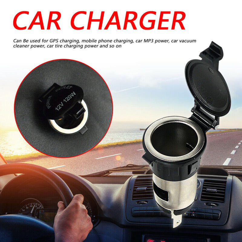 Metal Cigarette Lighter Socket 12V Power Outlet for Car Boat Motorcycle ATV