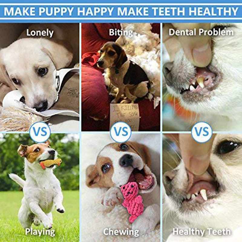 1X(Dog Rope Toys Cute Animals Design,Cotton Puppy Toys For Small Dogs.Rope