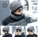 2 PCS Warm Hat Tricot Choker and Scarf with Fleece Lining for Men One Size  T7N9