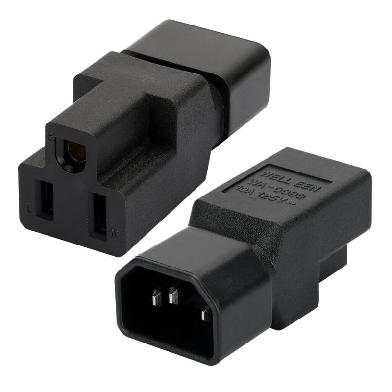 IEC320 3 Pin C14 to USA AC Nema 5-15R Female Power Adapter