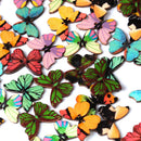 50pcs 2 Holes Mixed Color Butterfly Wooden Buttons Sewing Scrapbooking DIY FT