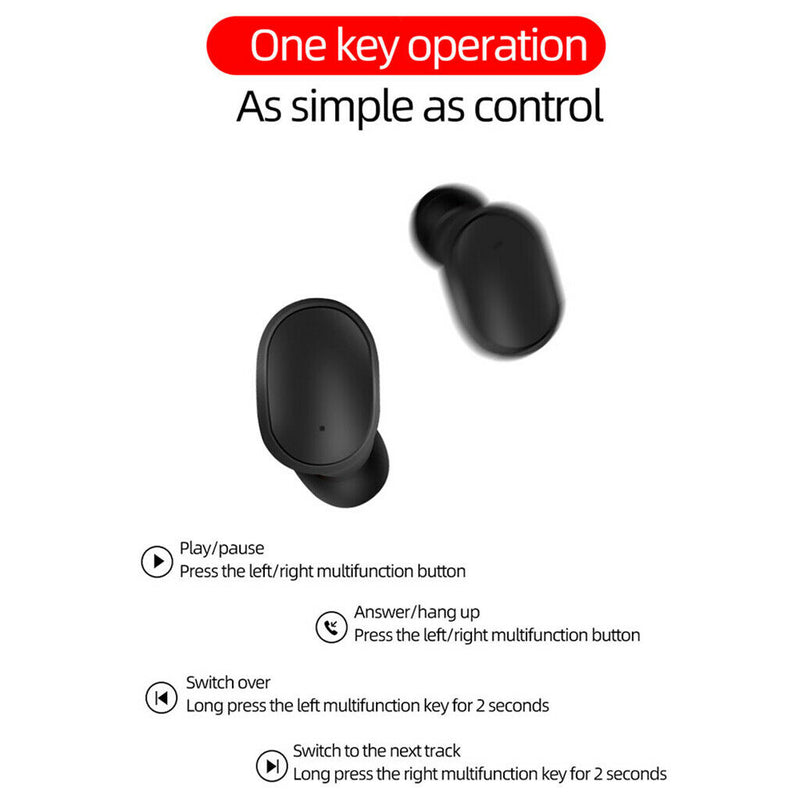 2Set In-ear Wireless Earphone Headphone HiFi Stereo Earbuds USB Exercise