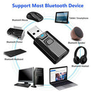 Wireless Music Audio Dongle 2 in 1 USB Bluetooth Adapter Transmitter Receiver