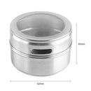6pcs/set Stainless Steel Seasoning Jar Kitchen Spice Salt Condiment Bottle