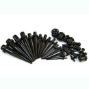 18 Pieces Ear Tapers Full Kit Acrylic Earring Stretcher Tunnel (Black) U6H6