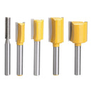 5Pcs Flush Dual Blade Woodworking Milling Cutter Router Bit -1/4'' Shank