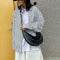 Women PU Leather Semicircle Shoulder Crossbody Sling Bag Rivet Messenger Handbag