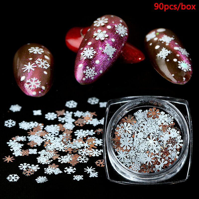 Mixed Nail Metal Flakes White Snowflakes DIY Christmas Decorations Slice Stic Fh