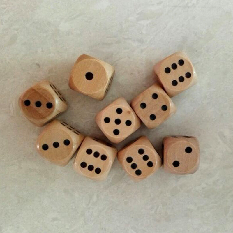 6 Pcs 16mm Wooden Wood Dice Game Natural Single Dice Board Games
