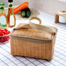 Imitation wicker lunch bag Practical bag insulated bag waterproof Lunch bag