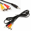 3.5MM Jack to 3RCA Male Plug Adapter Audio Wire Cord Converter Video AV Cable CP