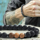 8mm Men Natural Lava Rock Stone Elastic Charm Yoga Beads Bracelet Gift JewelryME