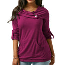 Autumn Winter Plus Size Sweatshirt For Women Pocket Button Blouses Tops Cas