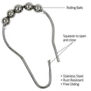 24pcs Shower Curtain Rings Curtain Rod Roller Ball Hooks Metal Bathroom cvb DQF