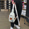 Cartoon Chicken Canvas Chest Bags Women Crossbody Shoulder Bags (White)